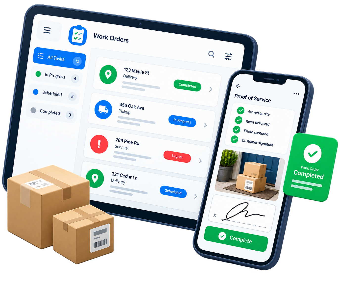 Mobile work orders, tasks and proof of service